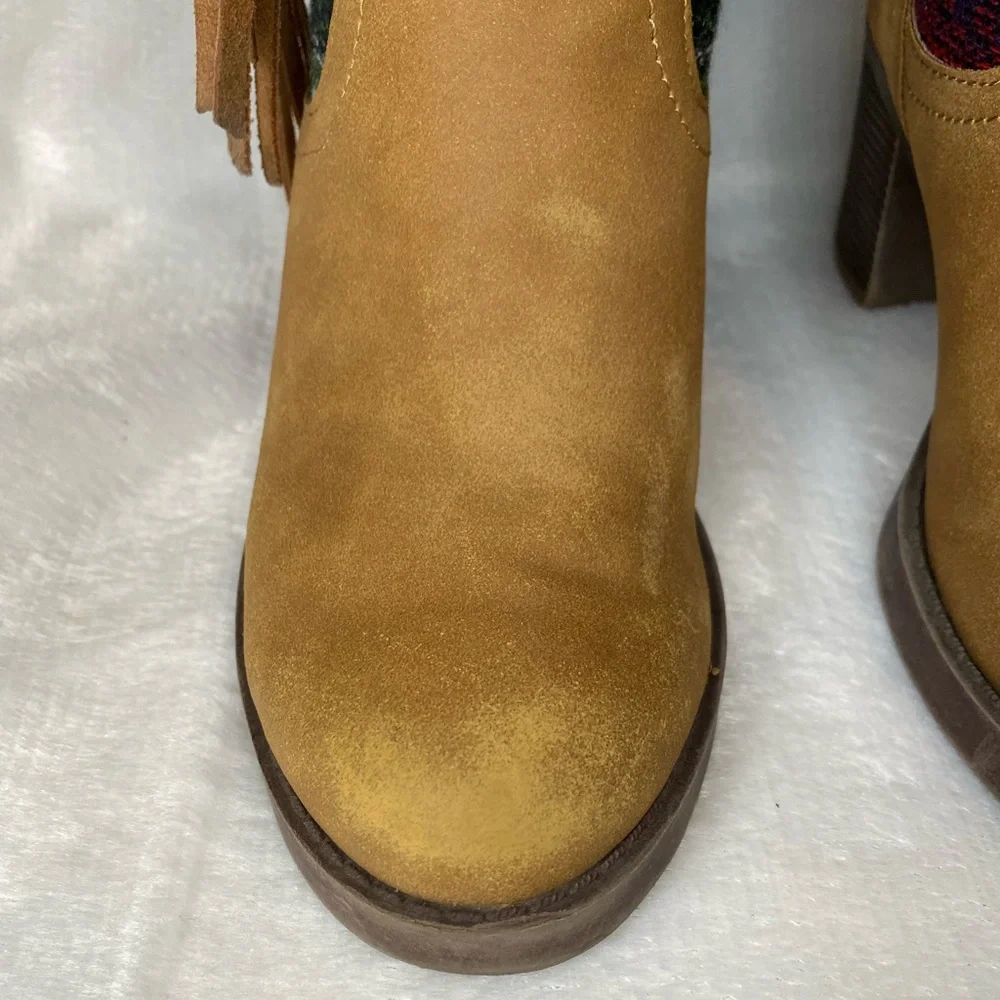 Sugar Holly Brown Faux Leather Heel Southwestern Aztec Boho Ankle Boots